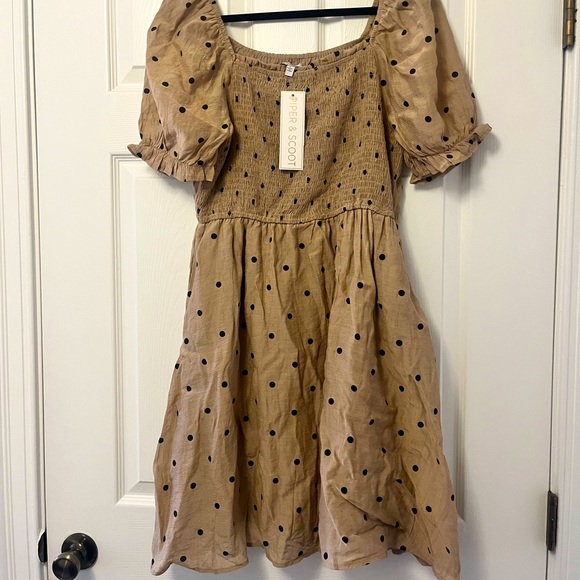 Piper & Scoot Dresses & Skirts - 🥂 Brown and Black Polka Dot Day Dress, L